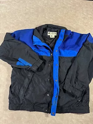 Columbia Bugaboo Men Full Zip Snap Color Block Windbreaker Jacket Blue Black L • $30.39