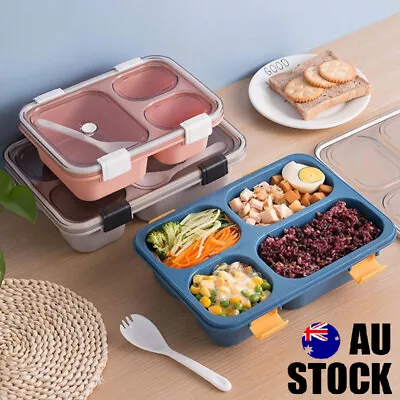 $16.76 • Buy 3/4 Compartment Microwave Bento Warm Lunch Box Picnic Food Container With Bowl 