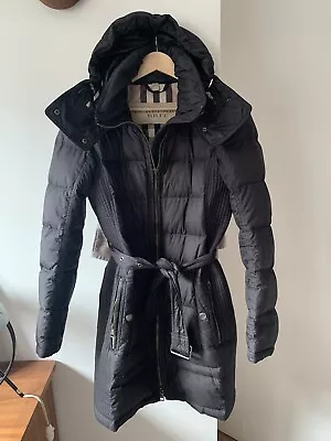 £93 • Buy BURBERRY Brit Puffer Down Jacket Coat Small Black Nova Check Lining Size Small