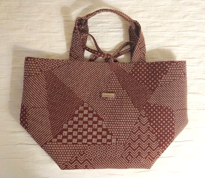 $20 • Buy Jim Thompson Tote Bag/Purse Burgundy & White, Geometric Thailand Carry All