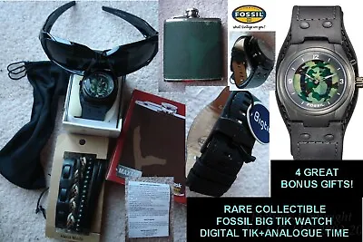 Nwt/new Rare Ani-digi Leather Cuff Band Camoflague Big Tik Fossil Watch +bonuses • $199.99