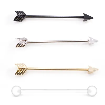 $9.45 • Buy Industrial Barbell Arrow Design And Industrial Retainer 14G 38mm