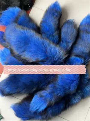 Wholesale Blue 16 -18  Real Fox Tail Fur Tail Keychain Costume Cosplay Bag Charm • $14.50