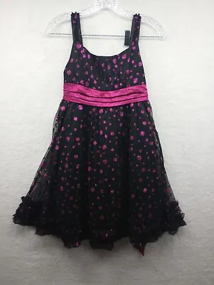 Emily West Girls Party Dress Size Black/ Pink Glitter Poofy Tulle Bottom EUC • £11.11