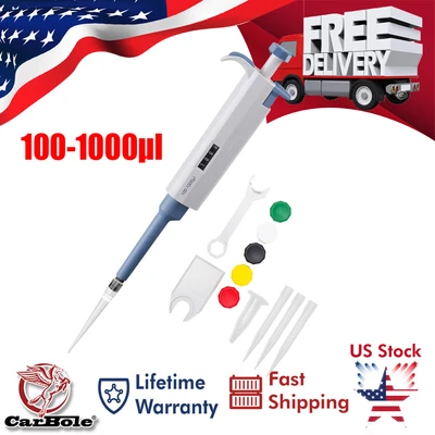 $31.99 • Buy 100μl-1000μl Lab Micropipette Volume Pipette Single Channel Adjustable Pipettors
