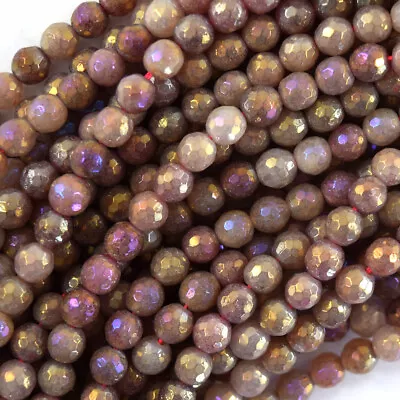 Mystic Titanium Faceted Strawberry Quartz Round Beads 15  Strand 6mm 8mm 10mm • $10.99