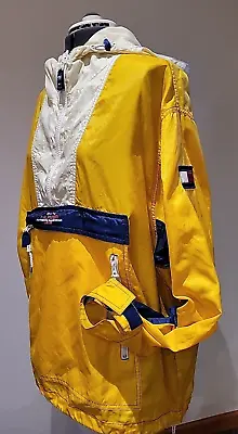 Vintage 90s Tommy Hilfiger Sailing Jacket Color Block Windbreaker Big Flag Sz L • $39
