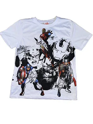 Mens White Marvel Avengers Iron Man Captain America Thor Medium T Shirt • £10.99