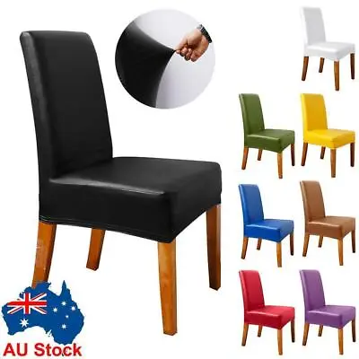 1-10X Waterproof Stretch PU Leather Chair Covers Wedding Banquet Seat Slipcover • $96.89