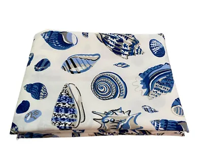 New Waverly LOW TIDE Sun N Shade Blue White Seashell Ocean Canvas Fabric 1.4 Yds • $15