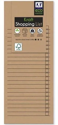 Kraft Paper Magnetic Shopping List Pad Notepad To Do Fridge Magnet 80 Sheets • £3.25