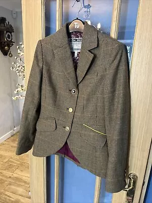 Joules Ayleward Tweed Jacket Womens 8 Green Check Country Riding Hacking Blazer • $73.46