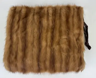 Vintage 1940s Lined Mink Hand Muff Zipper Compartment Wristlet 14  X 12  Nice • $44.99