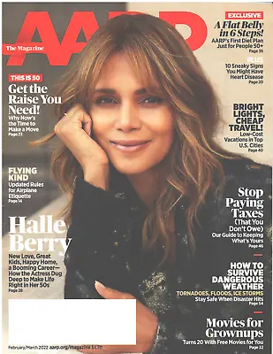 AARP Magazine February March 2022 Halle Berry Flat Belly 6 Steps Grownup Movies • $9.99