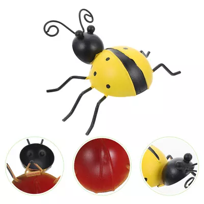  3 Pc Ladybug Outdoor Decor Garden Simulated Ornaments Wrought Iron • £11.18