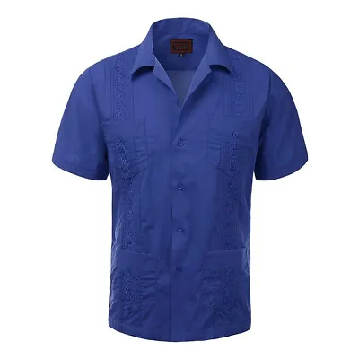 Guayabera Men's Cuban Beach Wedding Short Sleeve Button Up Casual Dress Shirt • $24.88