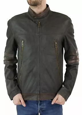 $87.49 • Buy Mens X-Men Wolverine Zipped Biker Racing Jacket Black Brown Real Leather Genuine