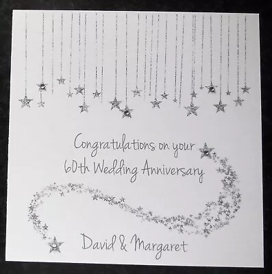 £2.90 • Buy Personalised 60th Diamond Wedding Anniversary Card - Husband Wife Couple - Gems