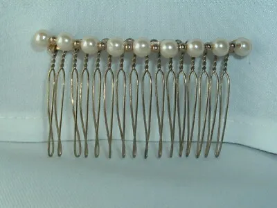 Vintage Metal Hair Comb Faux Pearl Hair Accessory • $9