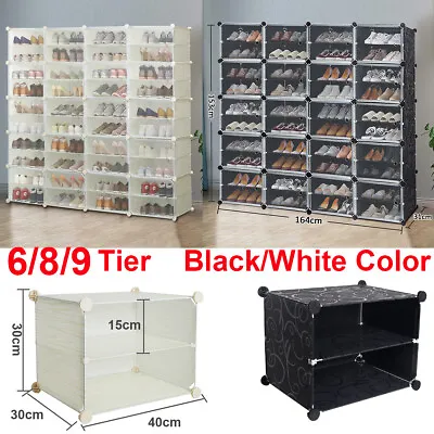 12-72 Pairs Shoe Storage Cube Rack Cabinet Stackable Shoes Organizer Shelf Stand • £27.99