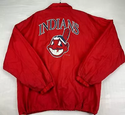 Vintage Chalk Line Mens 90s Cleveland Indians MLB Full Zip Windbreaker Jacket XL • $27.99