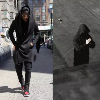 Men-Punk Hooded Cloak Cape Trench Coat Loose Long-Cardigan Gothic Casual Jacket • $24.67