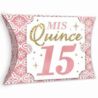 $16.99 • Buy Mis Quince Anos - Favor Gift Boxes Quinceanera Party Large Pillow Boxes - 12 Ct