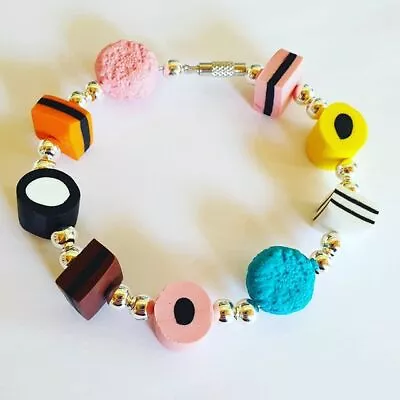 Unique LIQUORICE ALLSORTS BRACELET Bassetts FOOD JEWELLERY Handmade RETRO Candy • £11.99