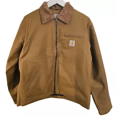 CARHARTT Detroit Mens Reworked Canvas Vintage Tan Camel Bomber Jacket - Large • £75