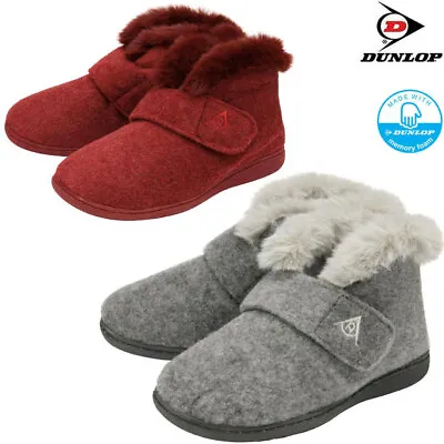 £12.99 • Buy Ladies Slippers Women Dunlop Memory Foam Fur Thermal Ankle Boots Warm Shoes Size