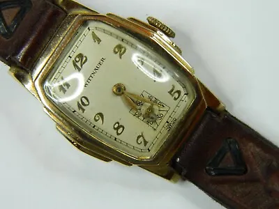 Vintage Art Deco Wittnauer Cal 10t 7j Gold Plated Mens Watch - Runs - Good Timer • $59