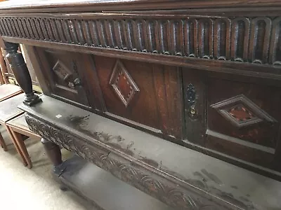 Fine 17th Century Inlaid Welsh Carved Solid Oak Gothic Dresser Cabinet Deudarn • £2999.99