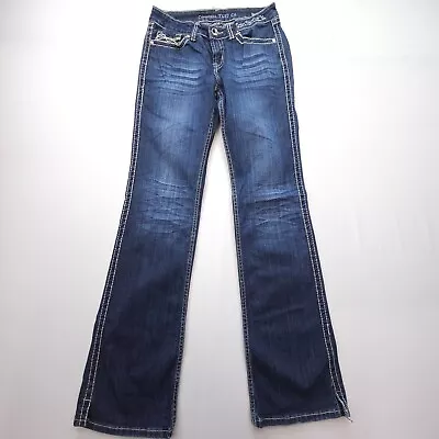 Cowgirl Tuff DFMI Low Rise Bootcut Jeans Womens 28 X 35 Dark Wash Western Denim • $27.99