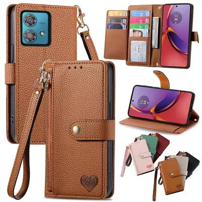 For Motorola Edge S Plus 2022 40 Pro Leather Wallet Phone Case With Wrist Strap • $12.54