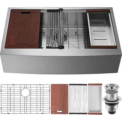 VEVOR 30 /33 /36  Farmhouse Sink 304 Stainless Steel Workstation Kitchen Sink • $224.99