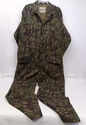 Vintage Deer River Outdoor Apparel Camo Hunting Coveralls Size XL-R Made In USA • $34.30