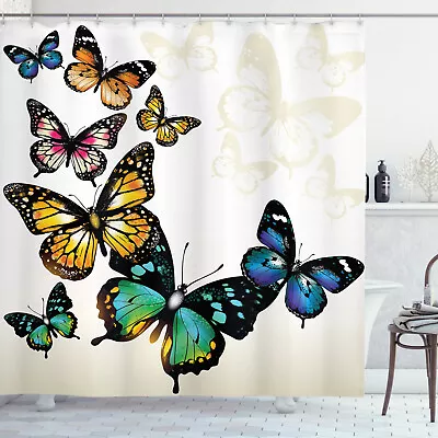 Monarch Butterflies Spring Decor Polyester Fabric Shower Curtain With Hooks • $31.99