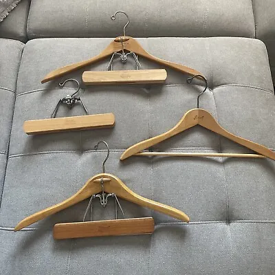 4 Vintage “The Setwell” Wooden Hangers Suit Jacket Pants Shirts • $28