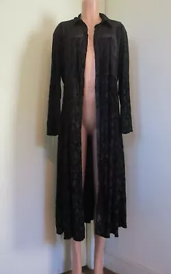 Torrid Black Romantic Mesh Burnout Velvet Skulls Semi-sheer Midi Open Robe  1x • $45