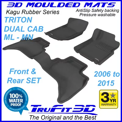 $219 • Buy Fits Mitsubishi Triton Dual Cab 2006-2014 ML MN 3D Black Rubber Car Floor Mats