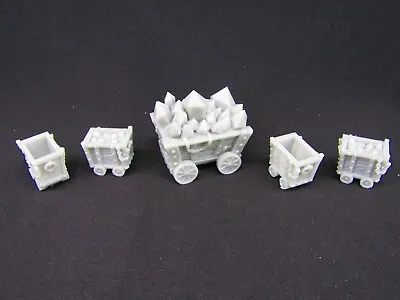 5pc Mine Carts Scatter Terrain Scenery 3D Printed Mini Miniature Model 28/32mm • $18.99