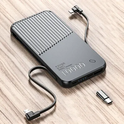 10000mAh Power Bank Universal 3 Port Charger Micro-USB 8-Pin For IPhone USB-C  • £11.49