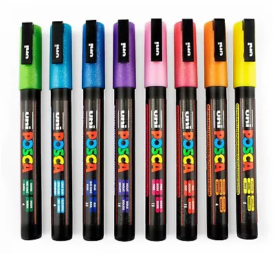 Uni POSCA PC-3ML Glitter Paint Marker Art Pen - All Colours - Buy 4 Pay For 3 • £2.48