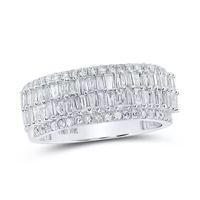 10kt White Gold Mens Baguette Diamond Band Ring 1-1/3 Cttw • $1600.38