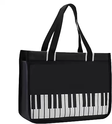 Piano Key Musical Note Tote BagMusic Shoulder HandbagWaterproof Nylon Cloth Wo • $18.57