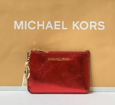 Michael Kors Jet Set Travel Small Coin Pouch Id Holder Wallet Patent Crisom • $39