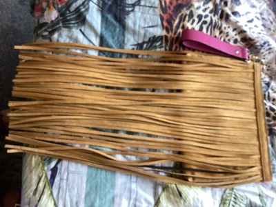 £0.99 • Buy River Island Clutch Bag Yellow Pink Leather Fringed 