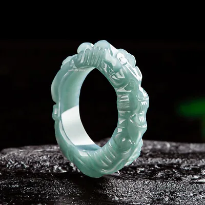 Upscale A Grade Natural Jadeite Ring For Women Men's Dragon Band Boss Ring  • £45.27