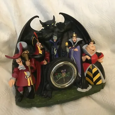 Disney LEGENDARY VILLAINS Hook Maleficent Mantle Desk Clock Figurine-MIB  • $250