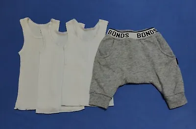 Bulk Lot Of Baby Boy's Clothing Size 000 0-3 Months Bonds Track Pants & Singlets • $3.99